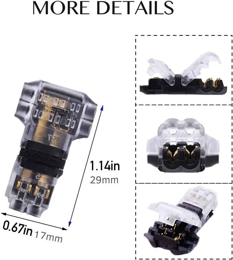 12PCS Wire Cable Snap In T2 Connector No-solder No-peel Quick Terminal Connections Joiners Auto Plug Electrical Accessories