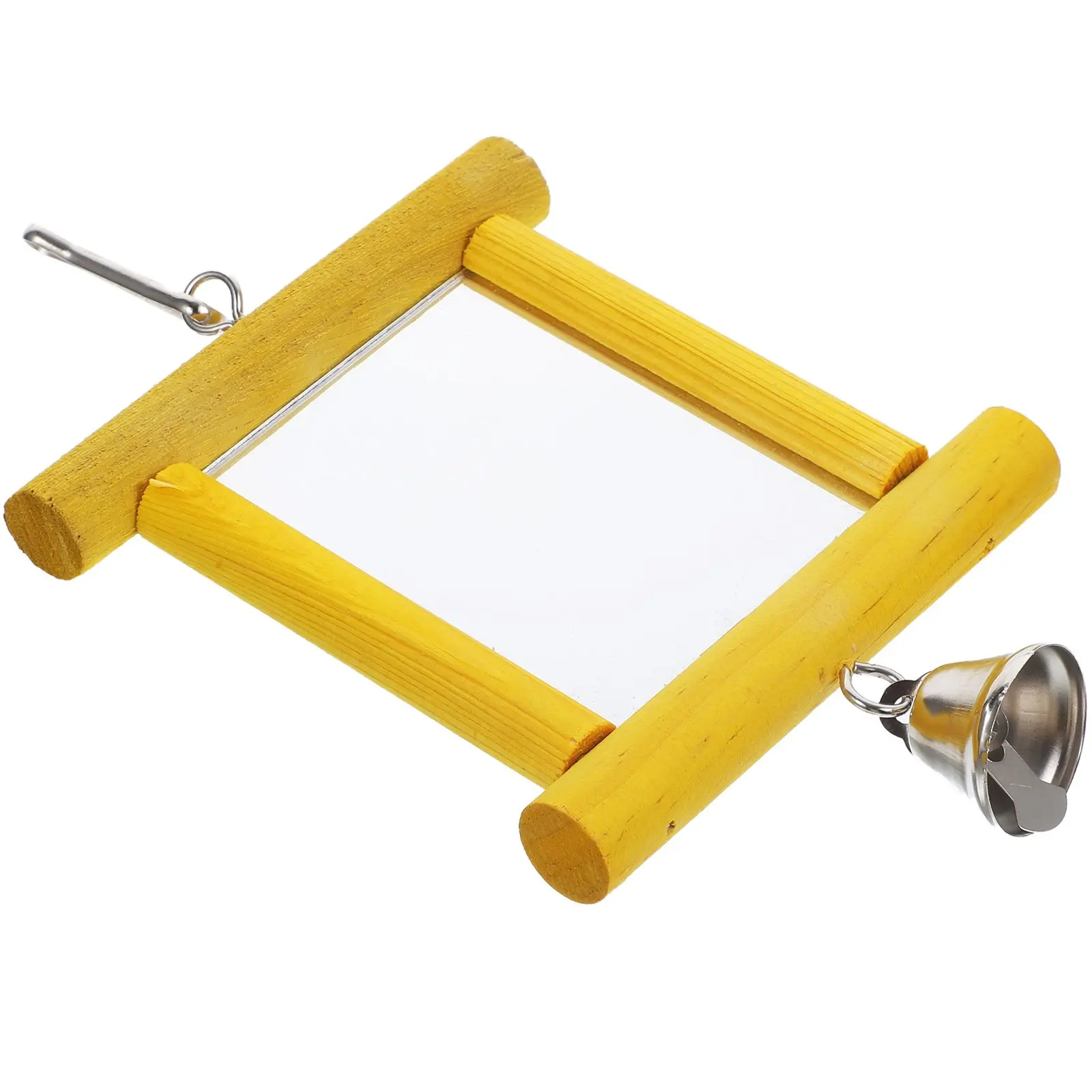

Parrot Mirror Toy Hammock Swing Parakeet Bird Toys for Cockatiels Pet Cage Parakeets Wooden Travel