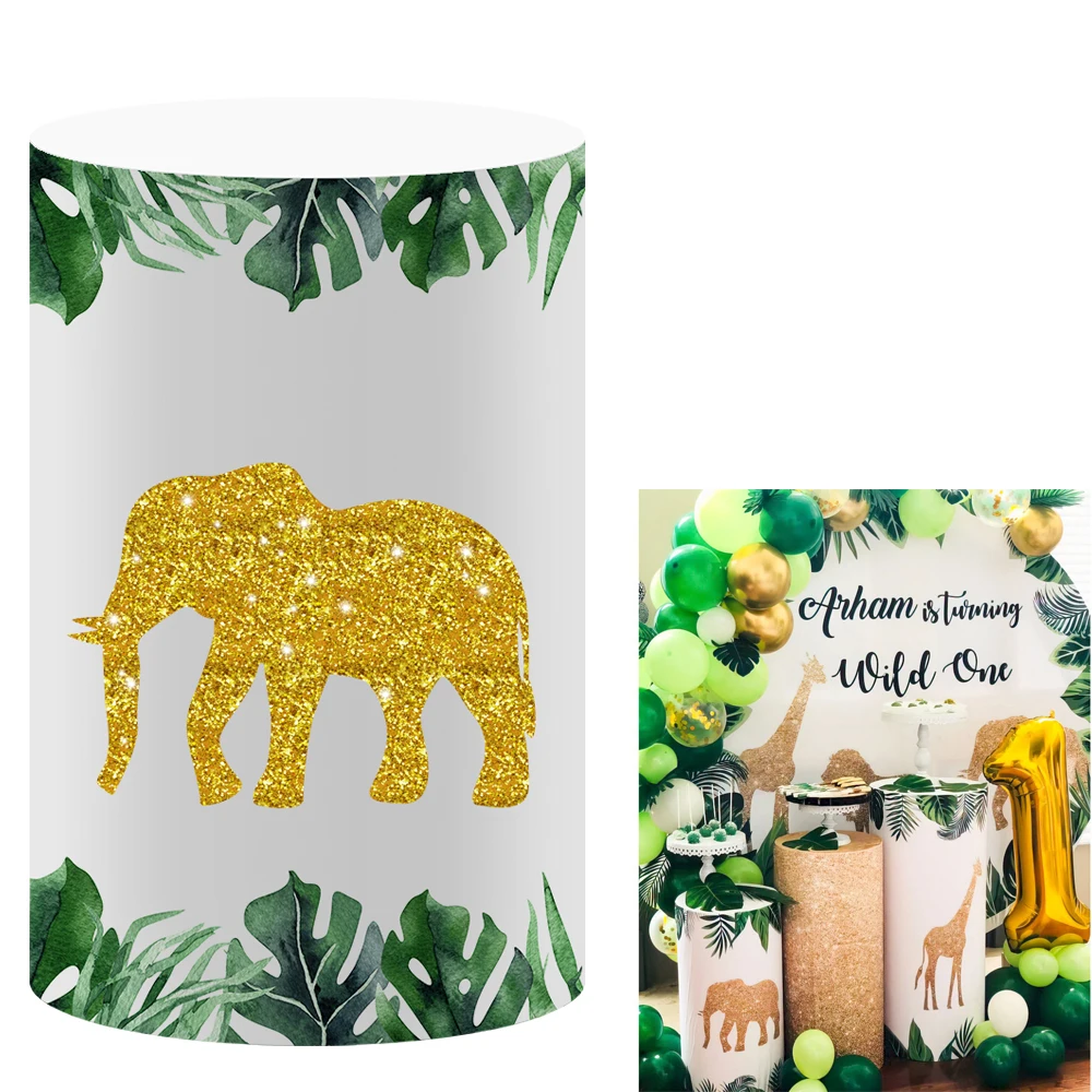 Copertura dello sfondo dell'arco a tema giungla verde/copertura del cilindro per la festa di compleanno, oggetti di scena per la decorazione della festa di nozze e Baby Shower