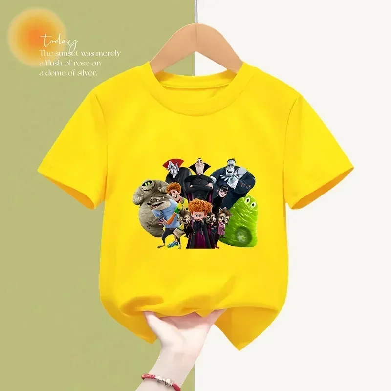 Summer T-shirt Hotel Transylvania Anime Kids Print Boys Girls Short Sleeve Transylvania Cartoon Casual Fashion Top 2024