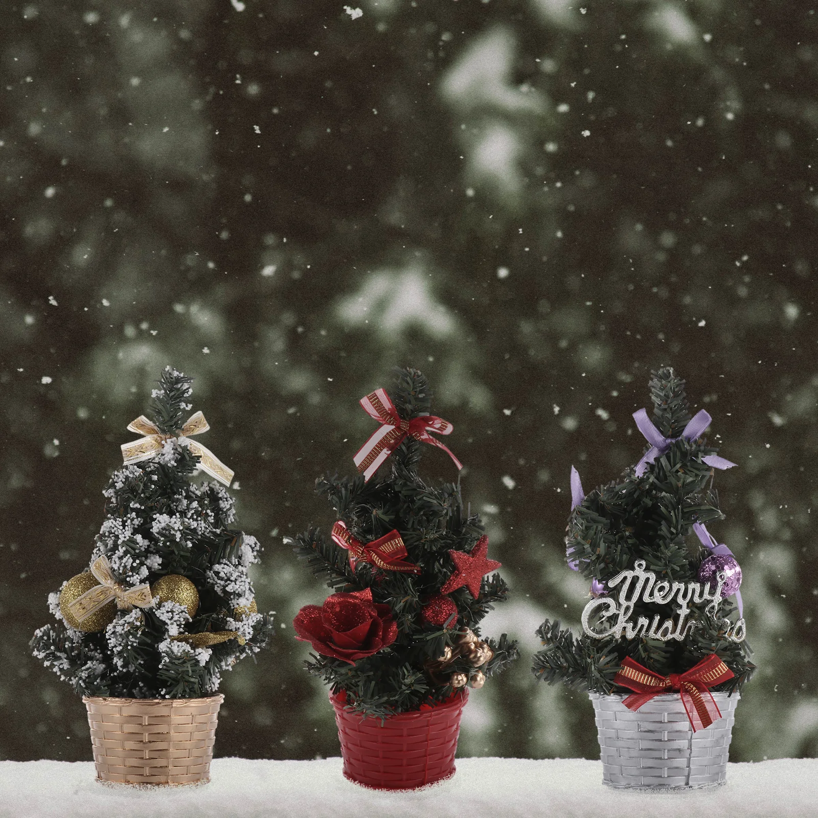 

Decor Mini Christmas Tree Decorations Fireproof Xmas Adornments Holiday Centerpieces