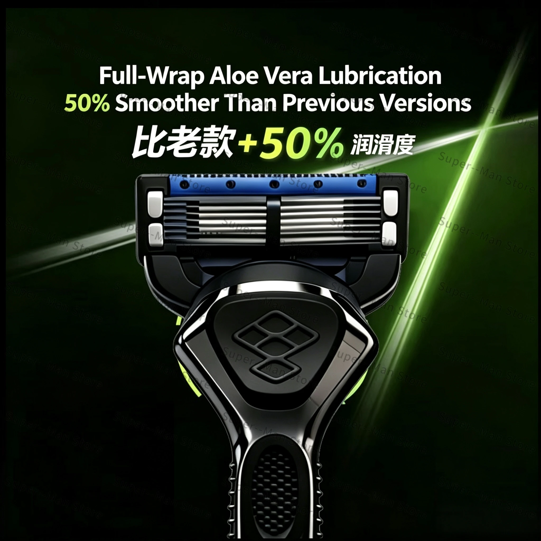 High-quality with a Precision Trimmer at the Back, 6-Layer Blades, Compatible with 5-Layer Handle, Fully Lubricated Aloe Strip