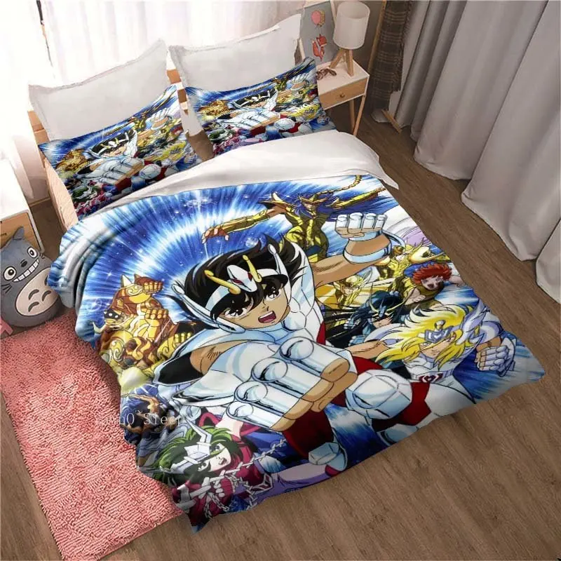 

Anime The Knights of The Zodiac Bedding Set King Twin Double Child Bedding Set Microfiber Polyester Duvet Cover Set Home Decor