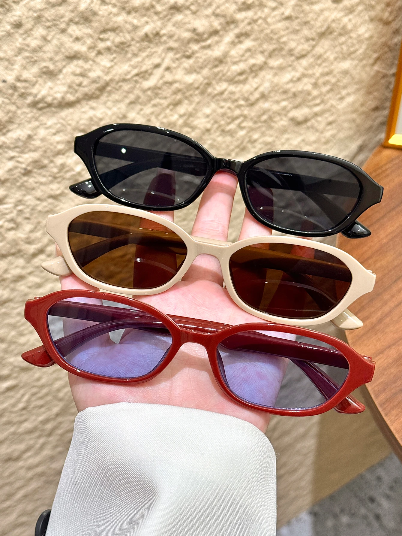 3Pcs Women's Fashion Sunglasses Set Cat-Eye Shape Enhances Face Shape Summer Must-Have Trendy Photoshoot Beach