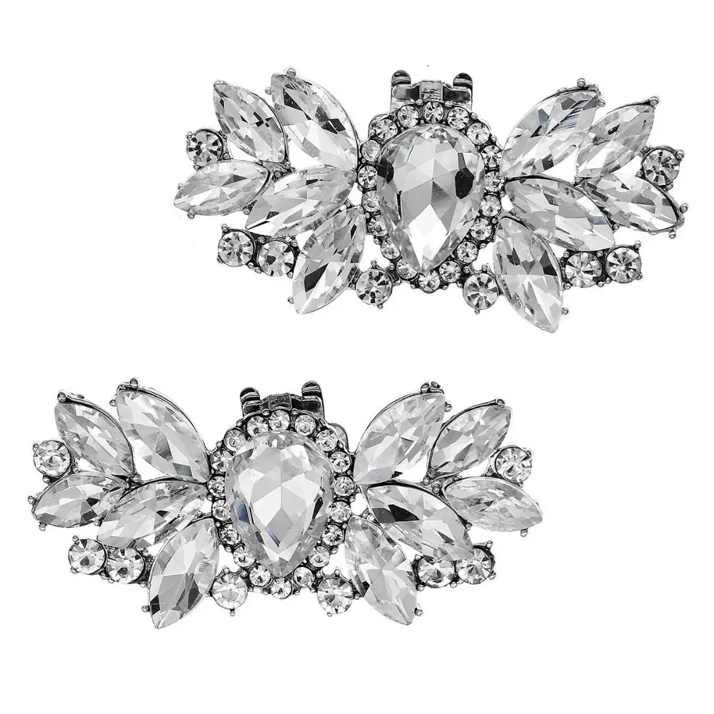1 Pair Bride Accessories Shiny Shoes Clips Rhinestone Removable Charm Buckle Shoes Flower Shoes Decorations Clip Wedding