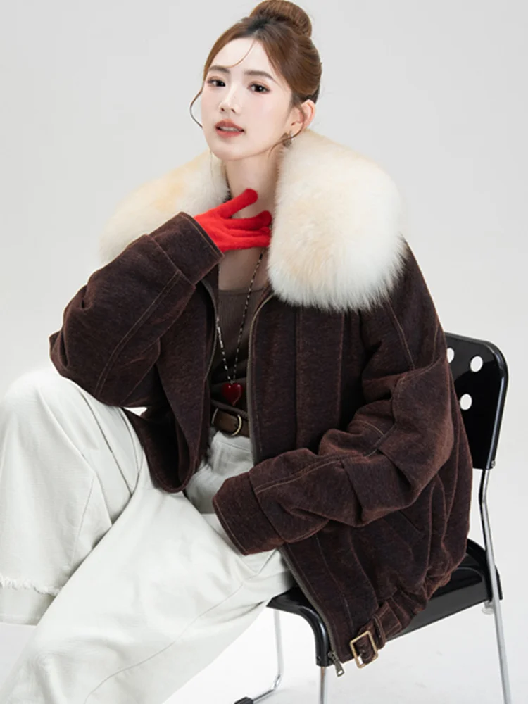 Nouvelle mode hiver chaud femmes réel naturel col de fourrure de renard doudoune d'oie bouffante Parka vestes épais vêtements d'extérieur