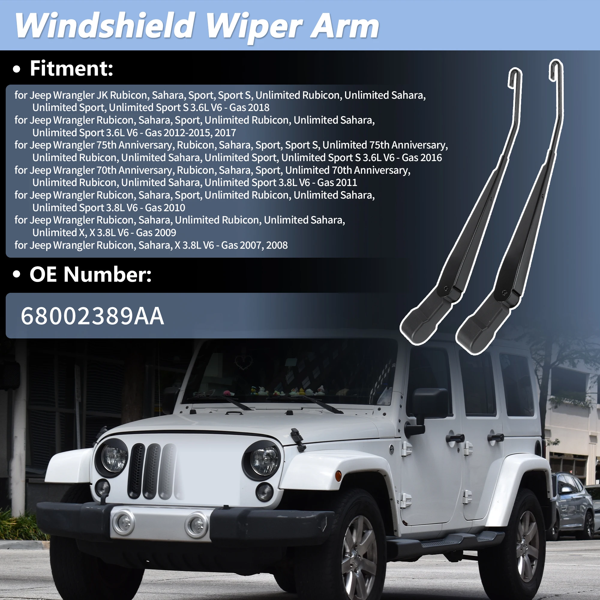 

UXCELL No.68002389AA Комплект рычагов переднего стеклоочистителя для Jeep Wrangler 07-08