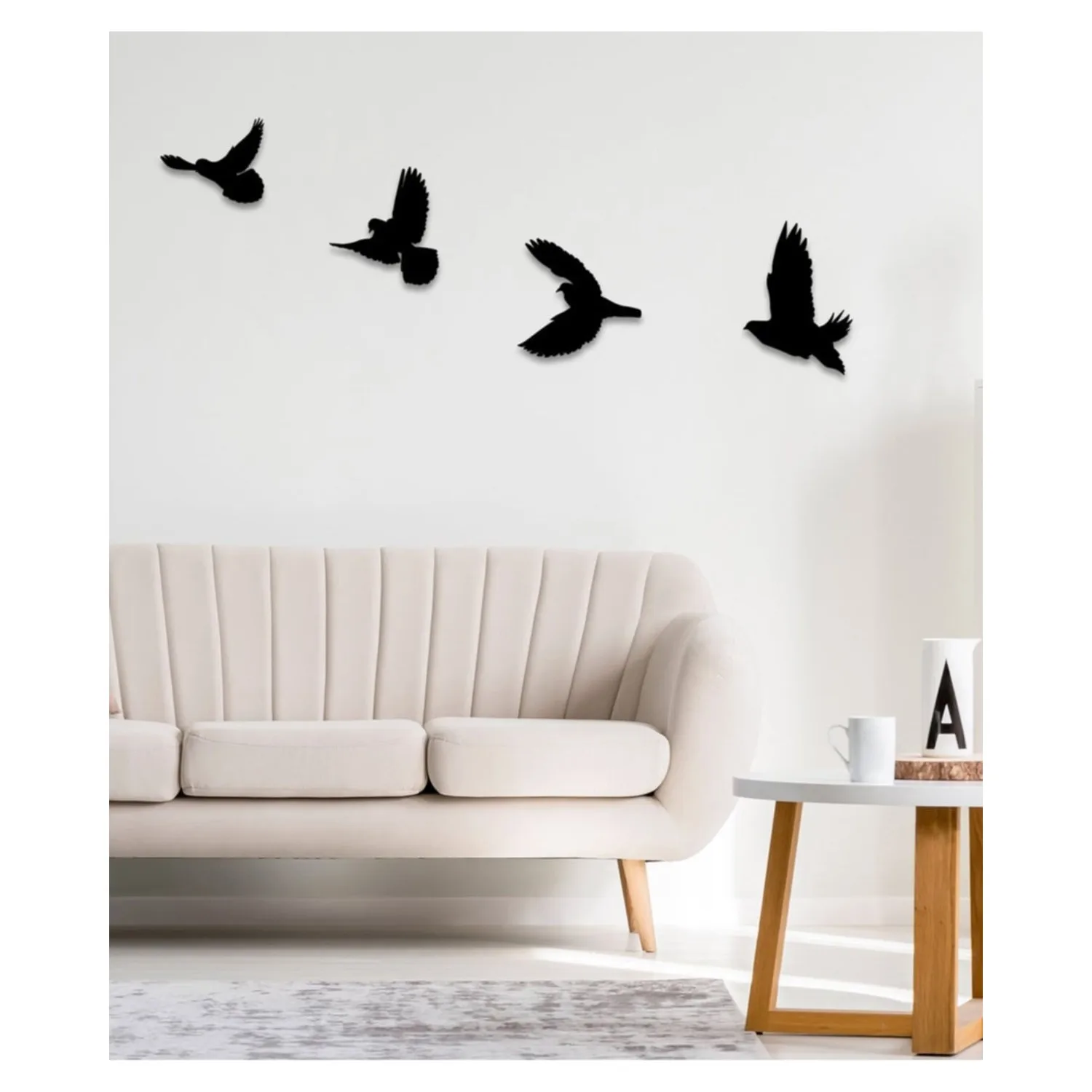 Four birds wall art decor sets, black, 4 pieces