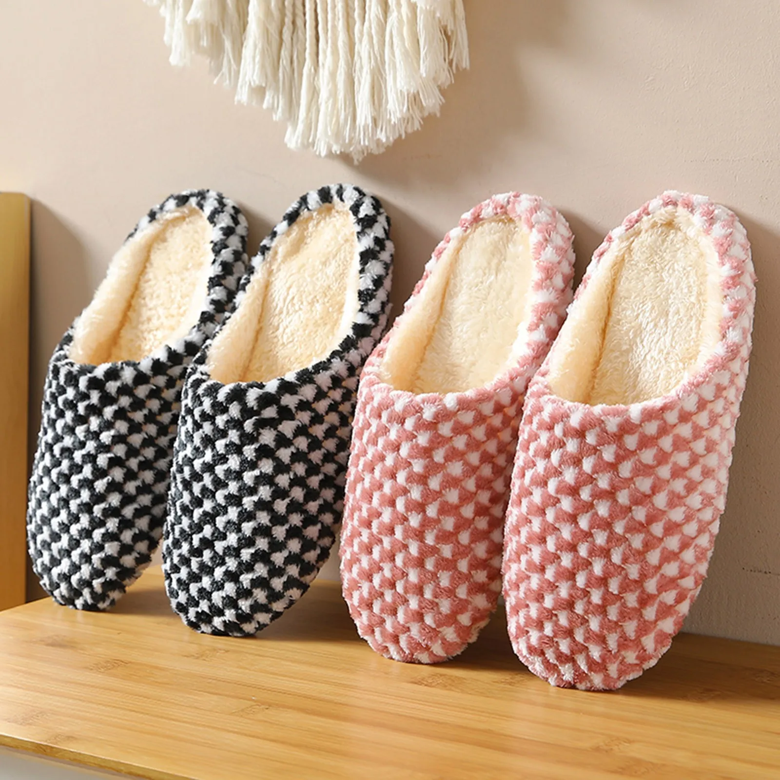 Couple Slippers 2024 New Plush Warm Home Shoes Soft Fur Slippers Indoor Silence Comfort Floor Slides Shoes Bedroom Footwear