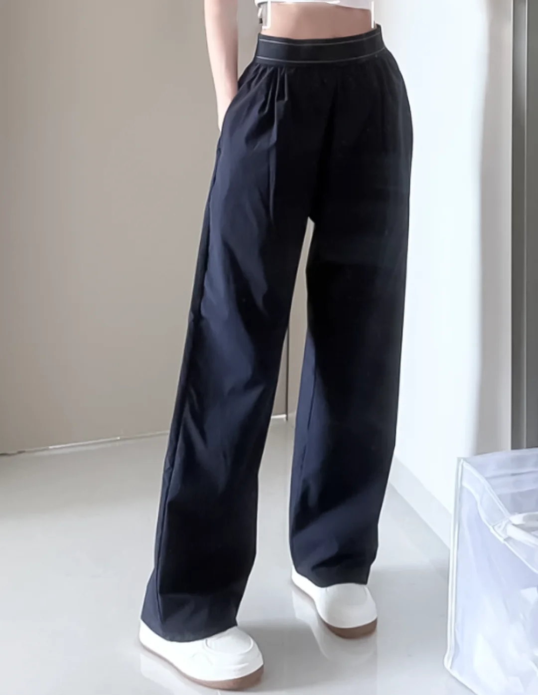 LULU FLORA Women's Summer Thin Quick-Drying Wide-Leg Pants, Elastic Waist, Lightweight & Draped, Slim-Fit Yoga Casual Trousers