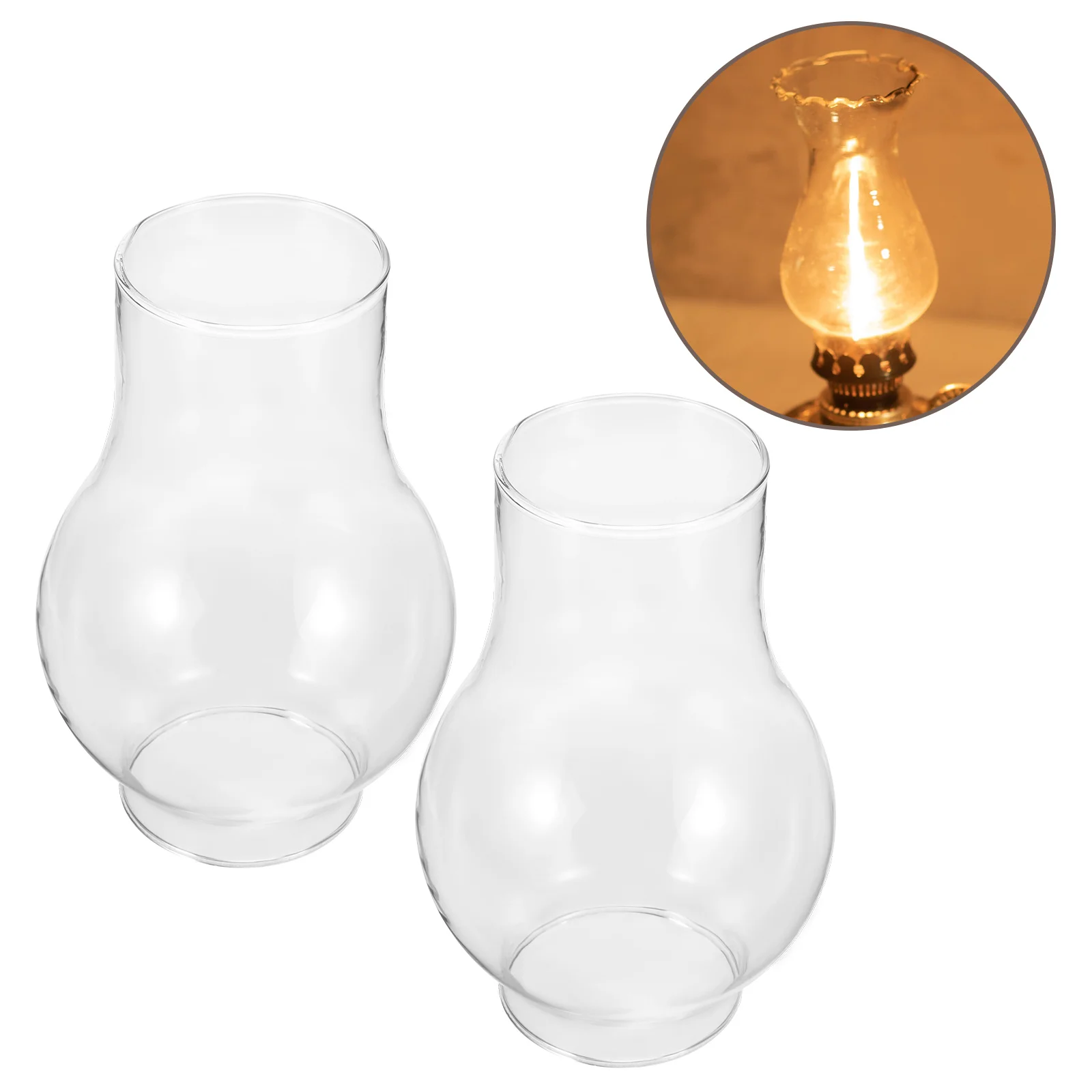 

2Pcs Glass Oil Lamp Cover Replacement High Temp Windproof for Indoor Outdoor Use Lamp Shades Lamps Shades