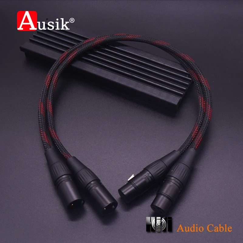 1Pair XLR To XLR ( Male to Female ) 4N OFC Audio Cable  / 0.2m 0.3m 0.5m 1m 1.5m 2m 3m 5m / AUSIK AS035