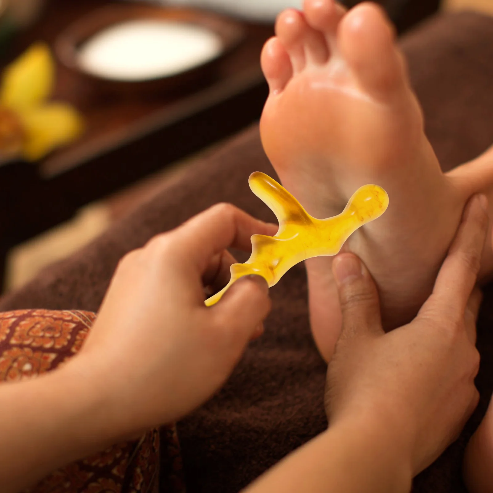 

Ergonomic Foot Massager Tool Light Brown Reflexology Device for Feet Plantar Fasciitis Relief Portable Handheld Massage for Neck