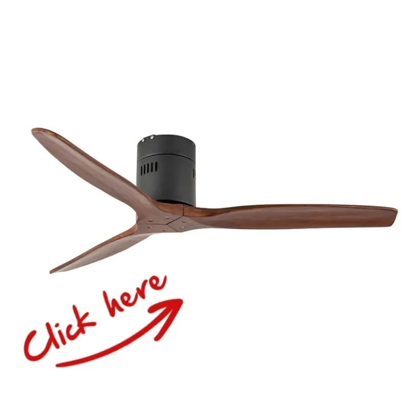 Classic Solid Wood Flush Mount Led Roof Ceiling Fan 52