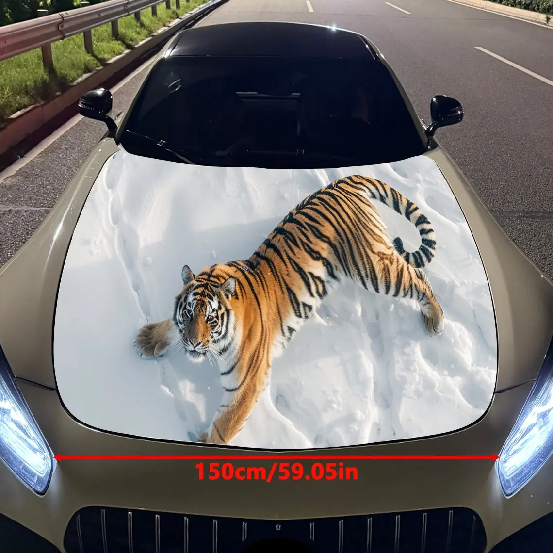 Snow Tiger print,car hood stickers,PVC waterproof Self adhesive car hood sticker,car hood decoration protection stickers,Auto Ac