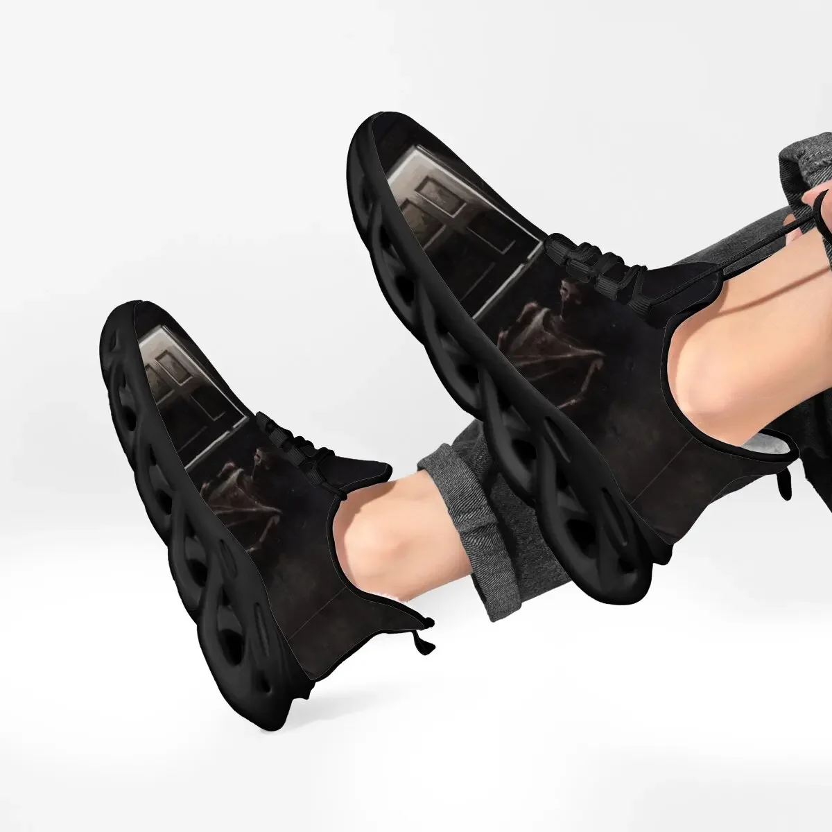 

Couple Style Parent-child Casual Sports Shoes Lace-up Breathable Flat Bottom Halloween Horror Pattern Atmosphere Funny Shoes
