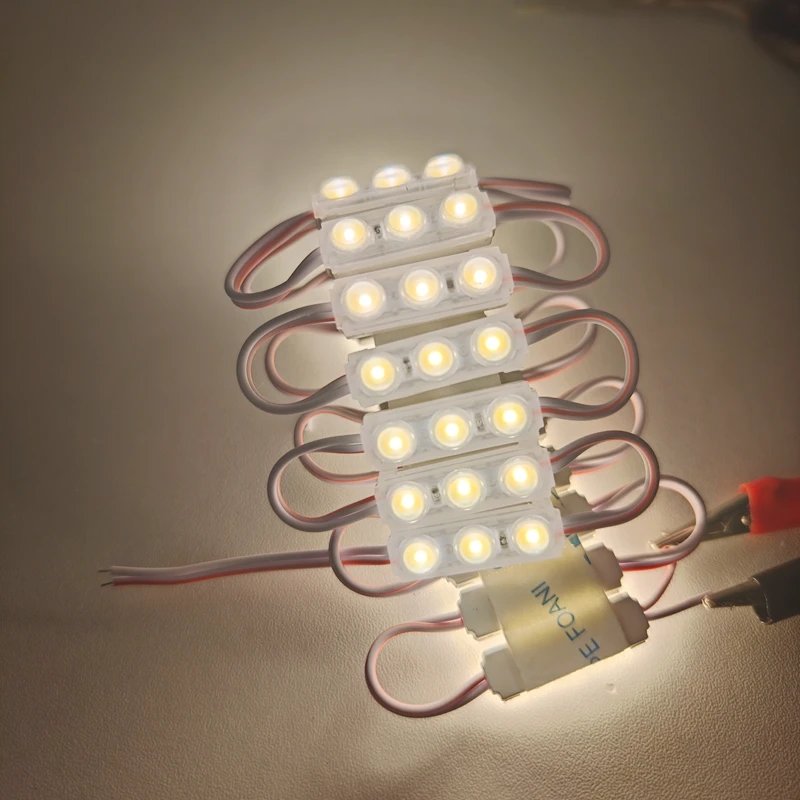 20개/묶음 LED 모듈 2835 SMD DC 12V 방수 인젝션 모듈 3LED 0.9W 미니 LED 모듈 상점 배너 디자인용