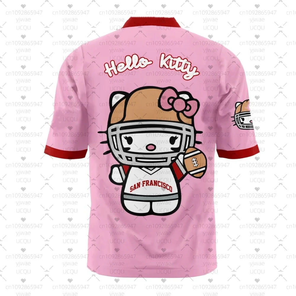 

Сан-Франциско Hello Kitty с принтом Футбольная спортивная мужская футболка с коротким рукавом унисекс Повседневная повседневная одежда Летняя мужская гоночная футболка