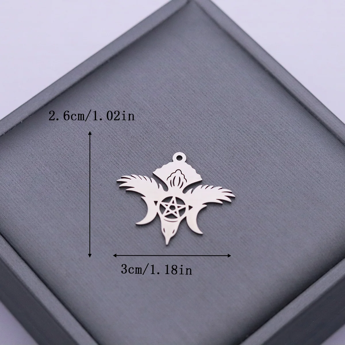 3pcs Triple Moon Goddess Raven Pentacle Pendant Pentagram Animal Stainless Steel Charms For Necklace Earrings DIY Jewelry Making
