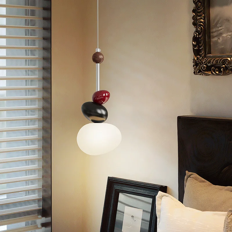 

Bedroom bedside chandelier cream wind French medieval magic bean chandelier bar light sofa background wall personalized