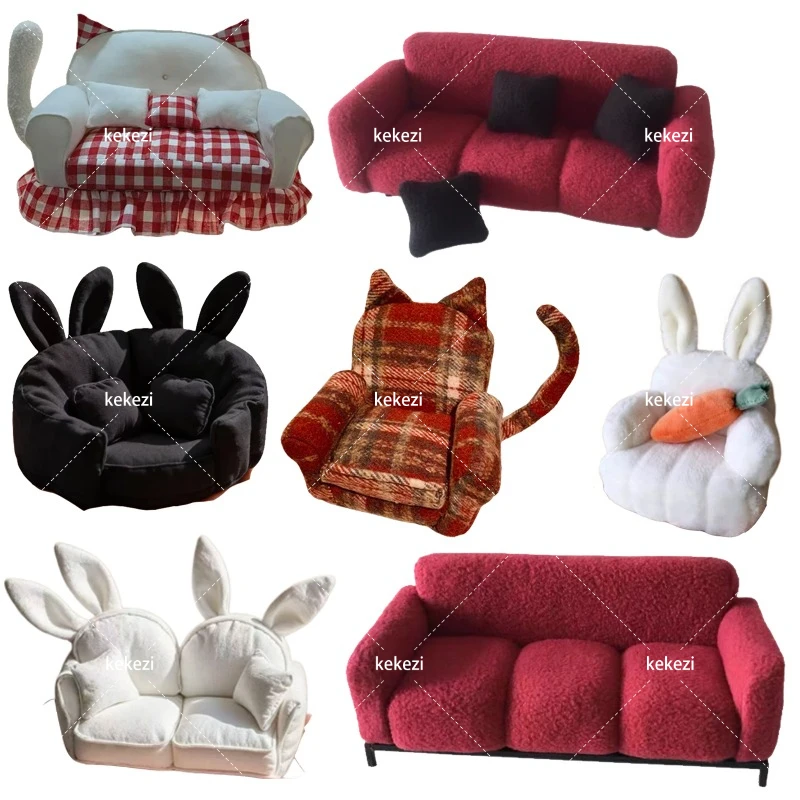 

Miniature Dollhouse 1/12 Mini Sofa 1/12 Doll Cartoon sofa 1/6 chair Doll Accessories New Diy Miniature Dollhouse Furniture