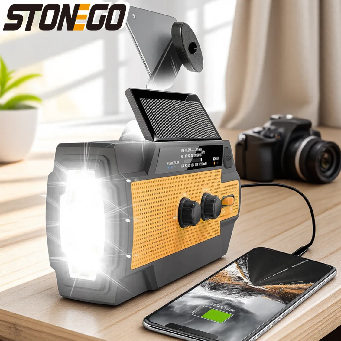 

Портативный аварийный солнечный радиоприемник 4000 мАч AMFMNOAA метеорологическое радио 1 Вт фонарик зарядное устройство для телефона SOS сигнализация