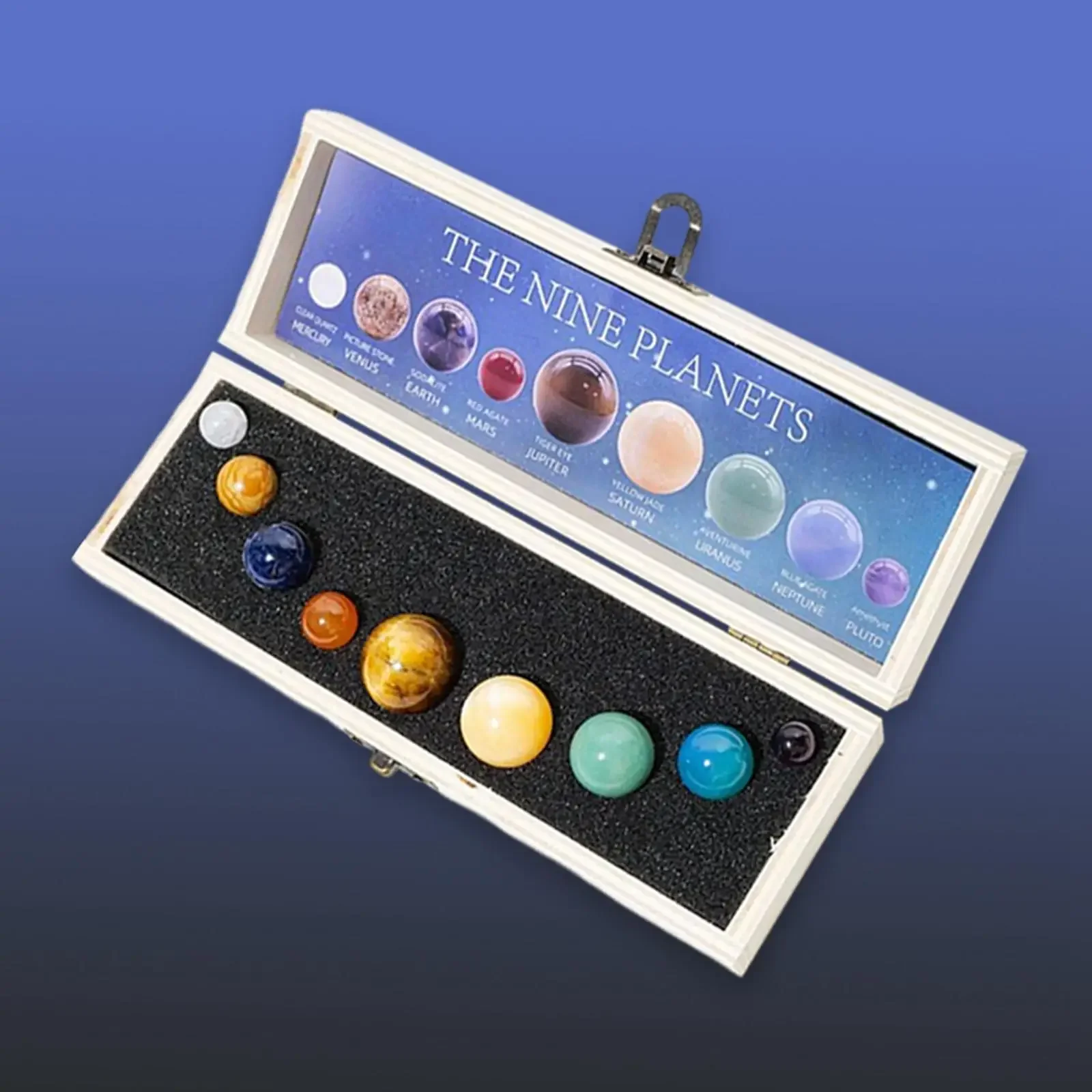 9x Natural Gemstone Crystal Ball Set Crystal Ball of Nine Planets in The Solar