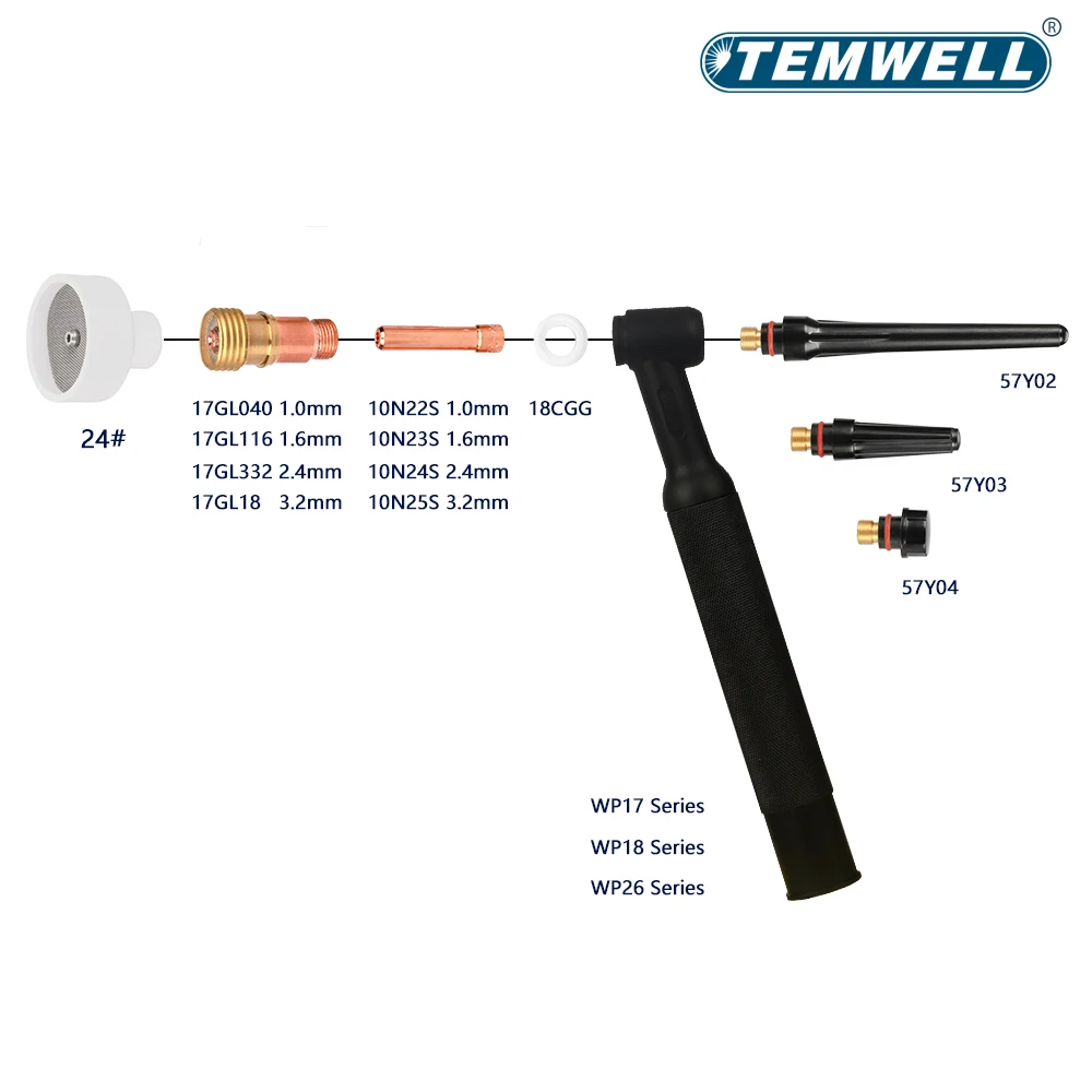 11pcs TIG Welding #24 White Ceramic Nozzle Alumina Cup Kit Torches WP17 WP18 WP26 Stubby Collets Body Gas Lens Sets