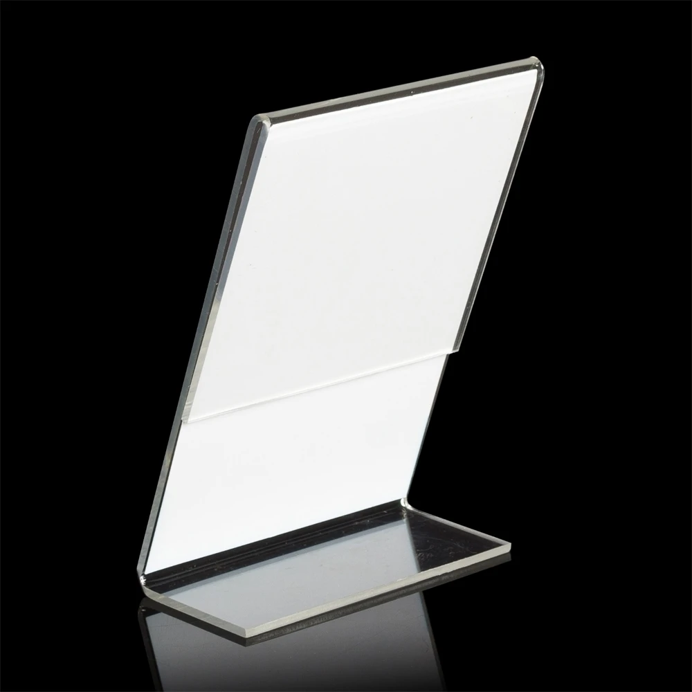 Transparent Clear Acrylic Price Tag Sign Price Tag Label Display Rack Paper Promotion Card Holders Stands