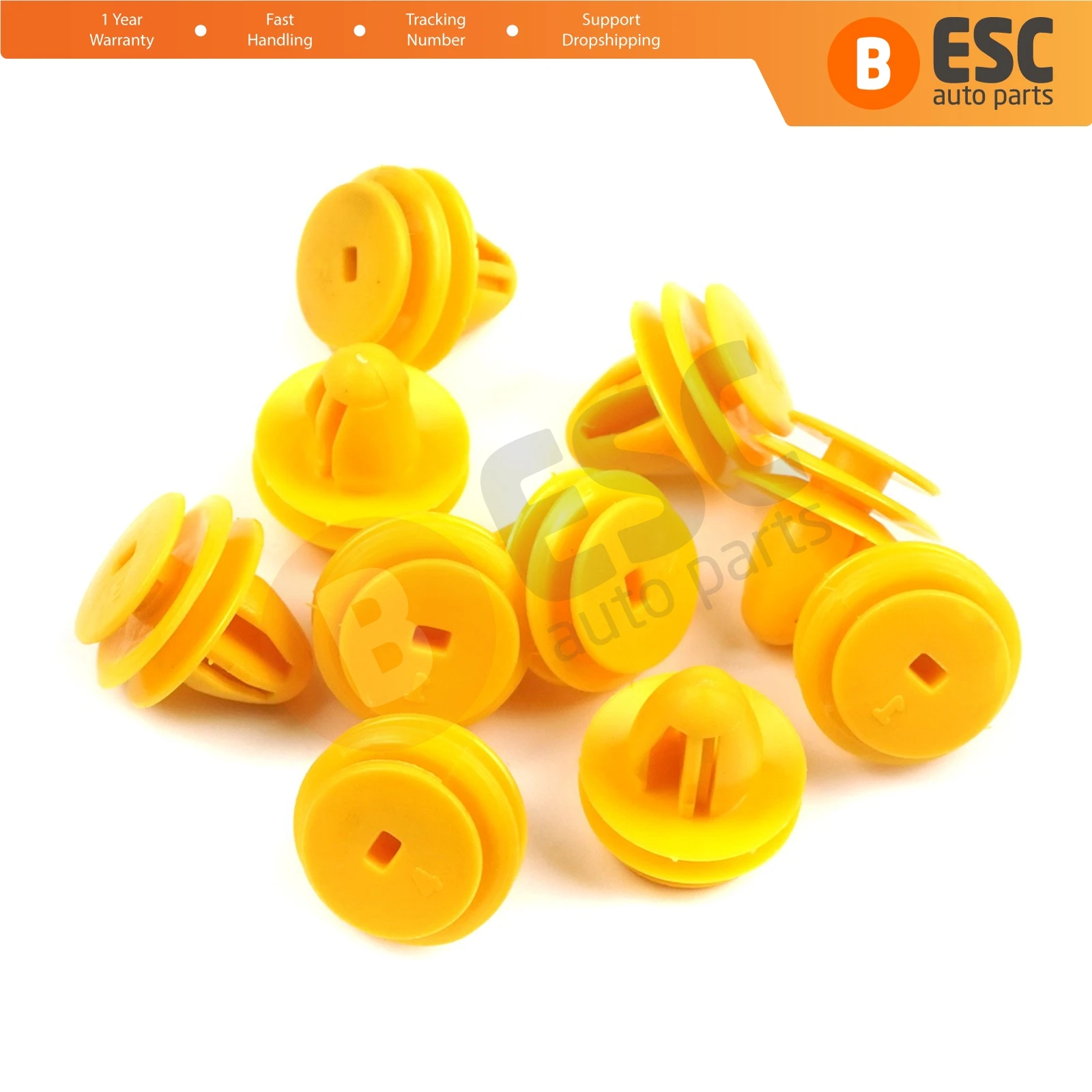 ESC Auto Parts ECF5000 10 Pieces Fastener Trim Rivet Car Body Push Type Retainer Clips, Yellow for Chevrolet GM Kia Hyundai