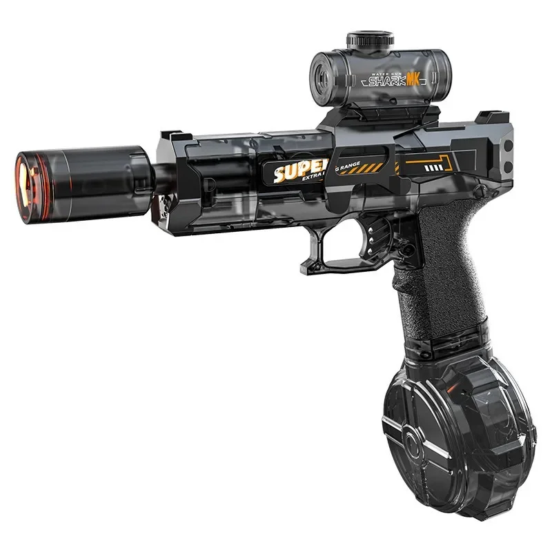 Electric Rapid Fire Water Gun Toy with Light Powerful Automatic Water Pistol Spray Blaster Outdoor Pool Toy for Boys Adult Gifts
