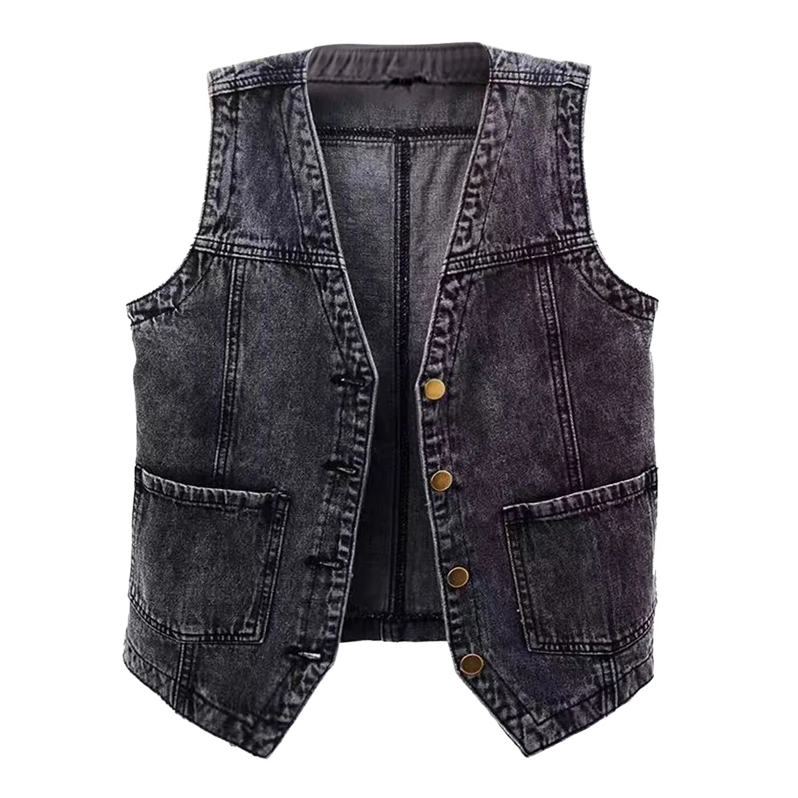 Spring New Female Short Slim Sleeveless Coat Vest Women Loose Single Breasted Blue Casual Tops Vintage Denim Waistcoat Jacket