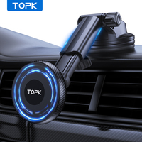 TOPK Mag-Safe Car Phone Holder Magnetic Phone Car Mount for Windshield and Dashboard Strong Suction Magnet Adjustable Long Arm