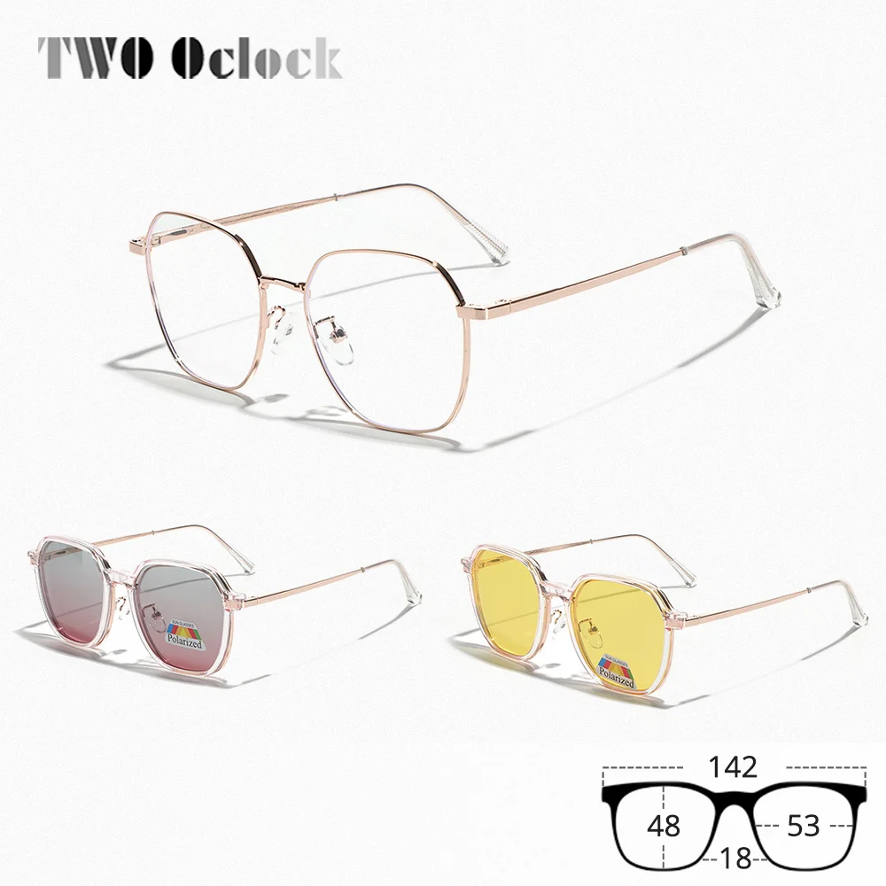 

2025 Polarized Women's Sunglasses Magnet 3 In 1 Hexagon Clip On Glasses Men Shades 0 Diopter Myopia Optic Frame zonnebril dames