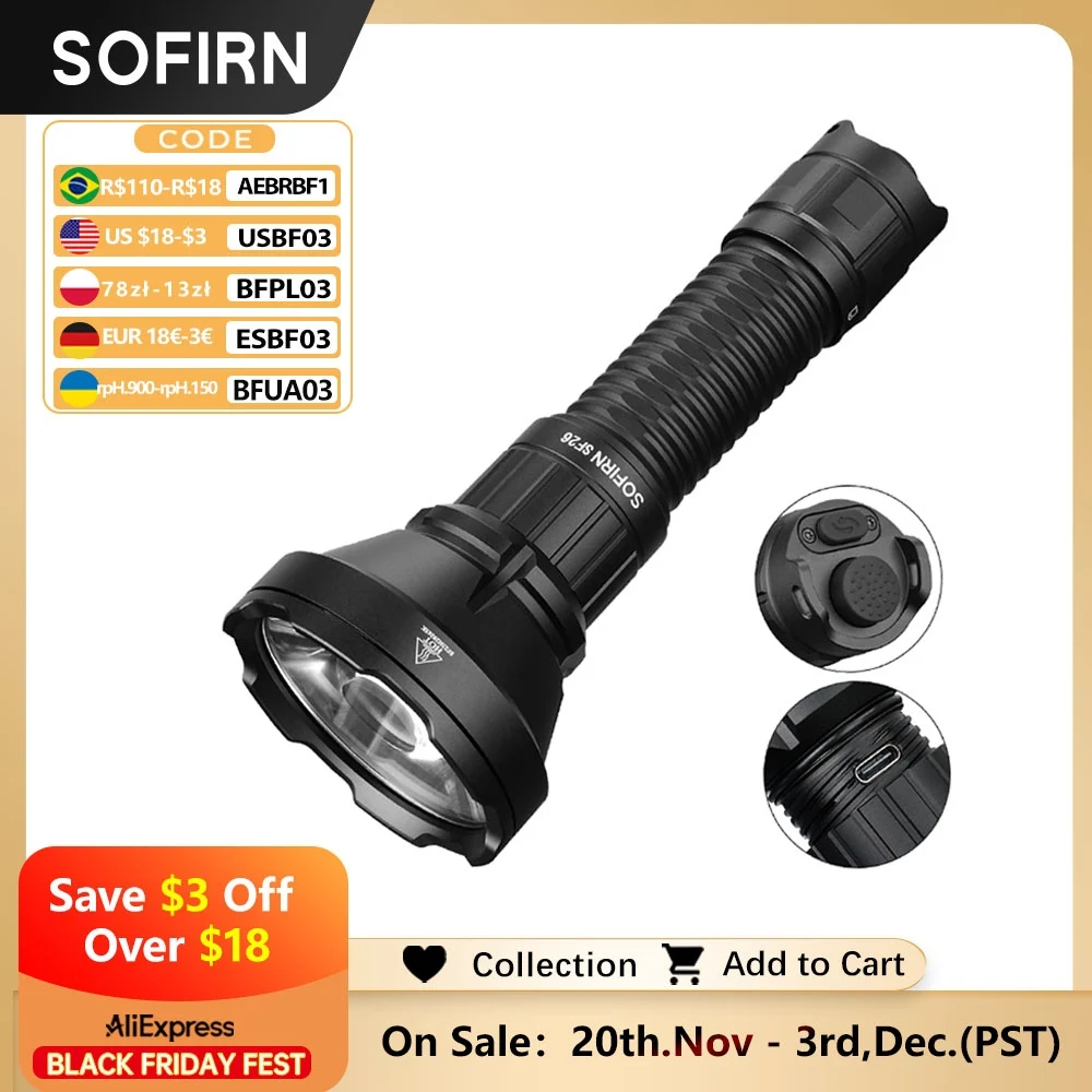 yZ[zSofirn SF26 2000lm SFT40 LED 6000K pd Type-C [d Protable ͂ 21700 g[`