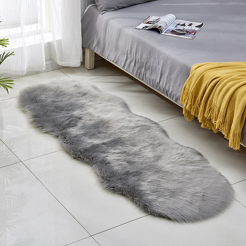 Mat Living Room Sofa Area Faux Sheepskin Rug Fluffy Soft, Furry Carpet Bedroom Bedside Floor, Rugs Home Decor Grey Shaggy New