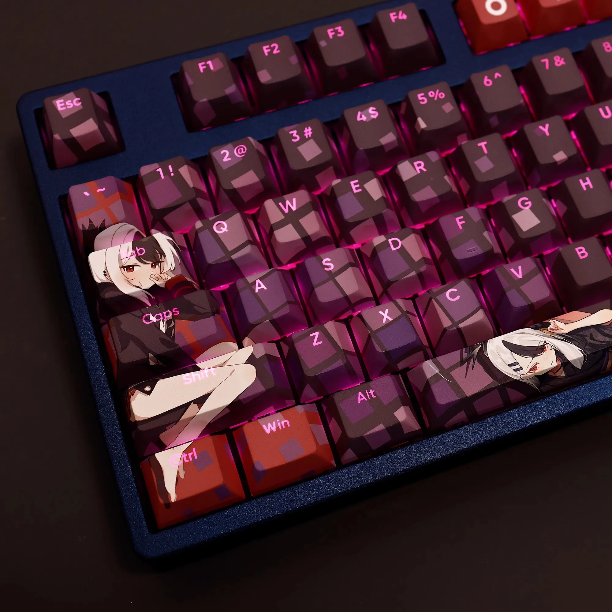 108 Keys/set Blue Archive Onikata Kayoko Keycap PBT Dye Subbed Backlit Keycaps Anime Key Caps For ANSI 61 87 104 108 Keyboard