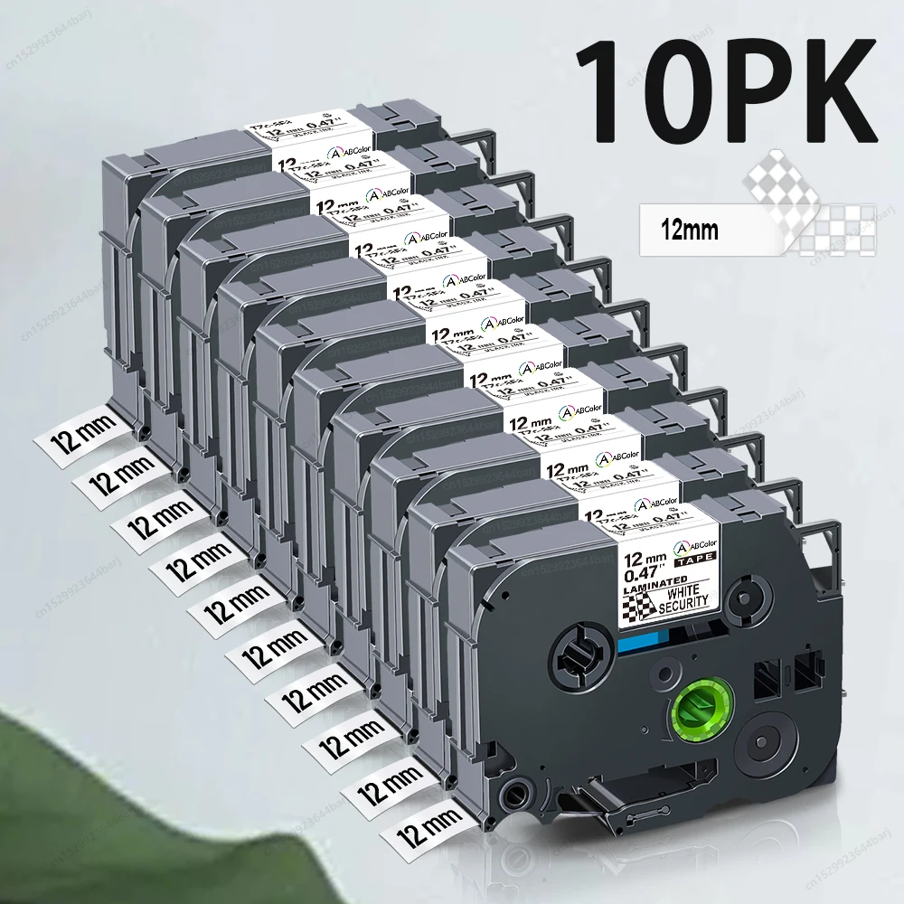 

2/5/10Pcs TZeSE3 Compatible with Brother TZe-SE3 TZeSE4 TZeSE5 Security Tapes Black on White for Brother P-Touch Label Printer