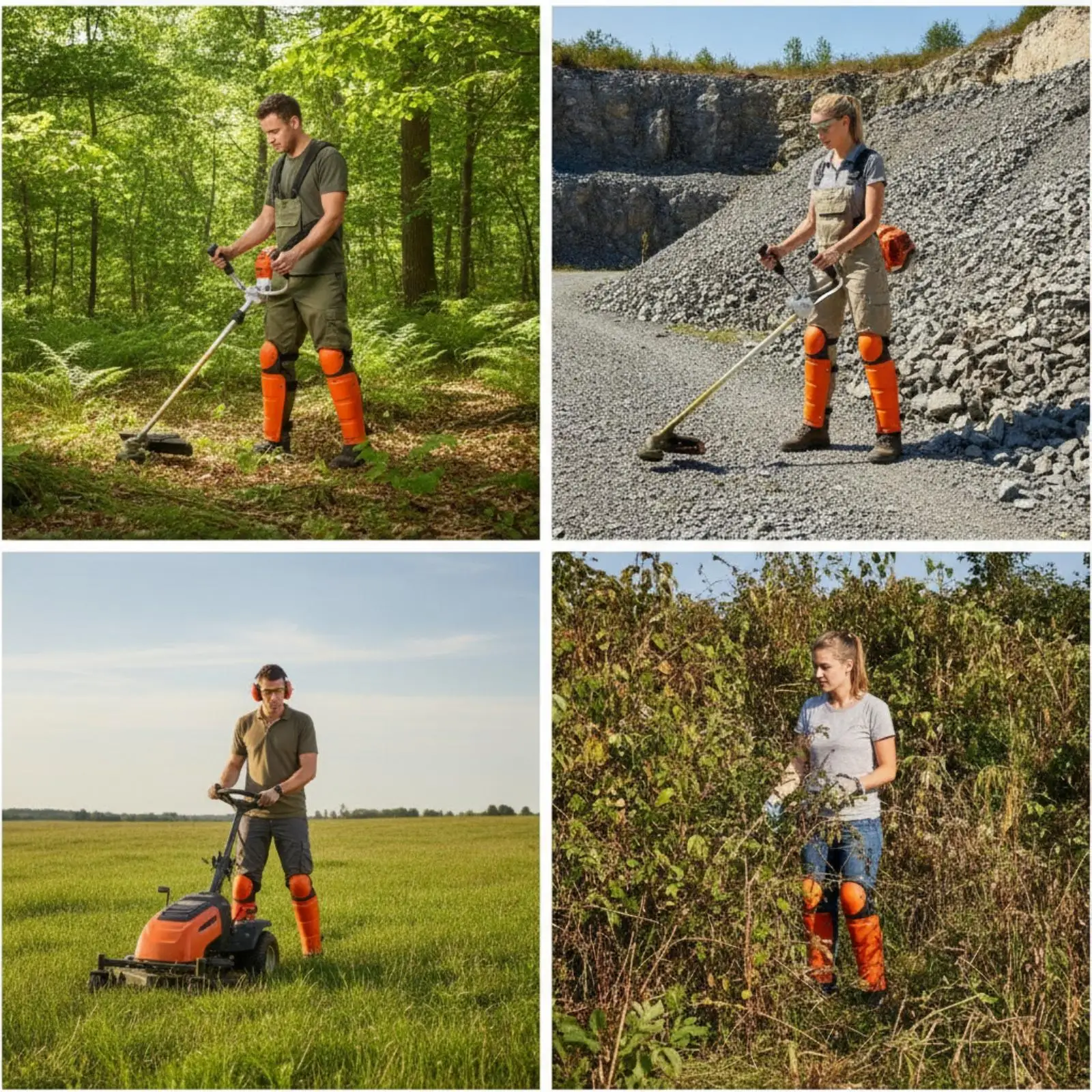 Rigid Shin Protectors for Garden Work with Contoured Segmented Shell Secure Strap Closure System