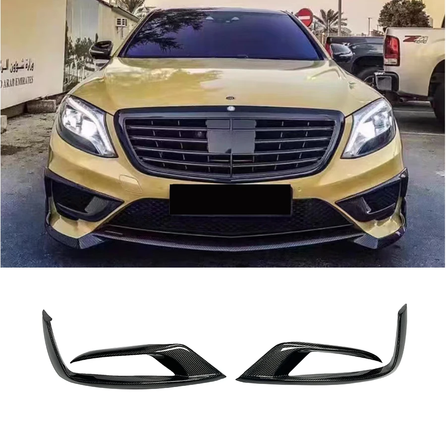 For Mercedes Benz S Class W222 S63 S65 AMG 2014-2016 Front Bumper Side Air Vent Trim Carbon Fiber Intake Frame Spoiler Splitter