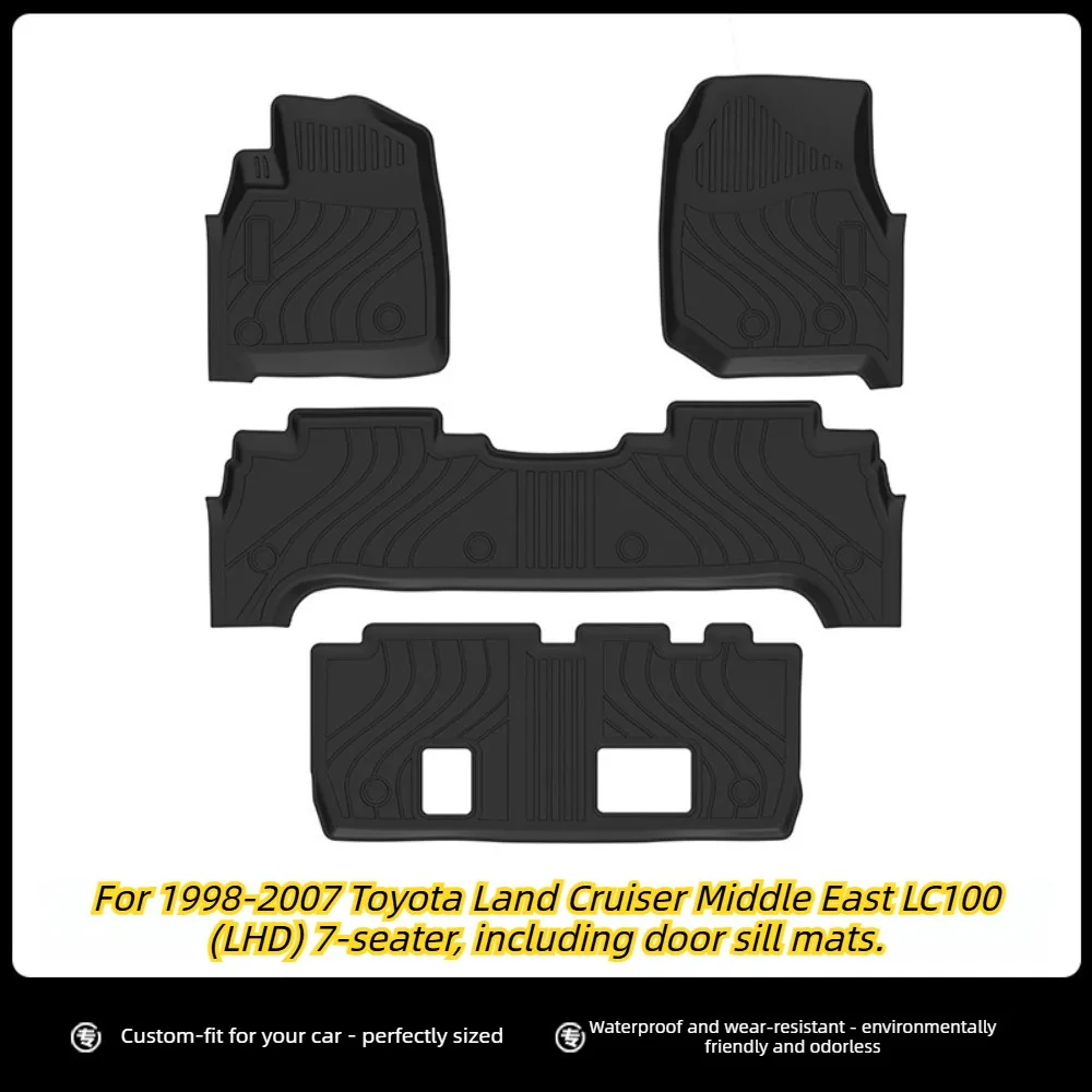For 98-07 Toyota Land Cruiser LC100 (LHD) 7-seater (including door sills) TPE floor mats - waterproof and wear-resistant.