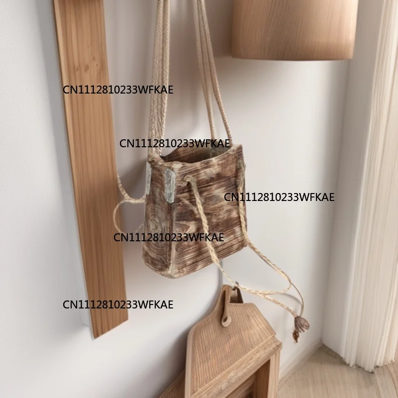 Handmade wooden flower pot flower bucket flower arrangement hanging pot retro decorative utensils ornament
