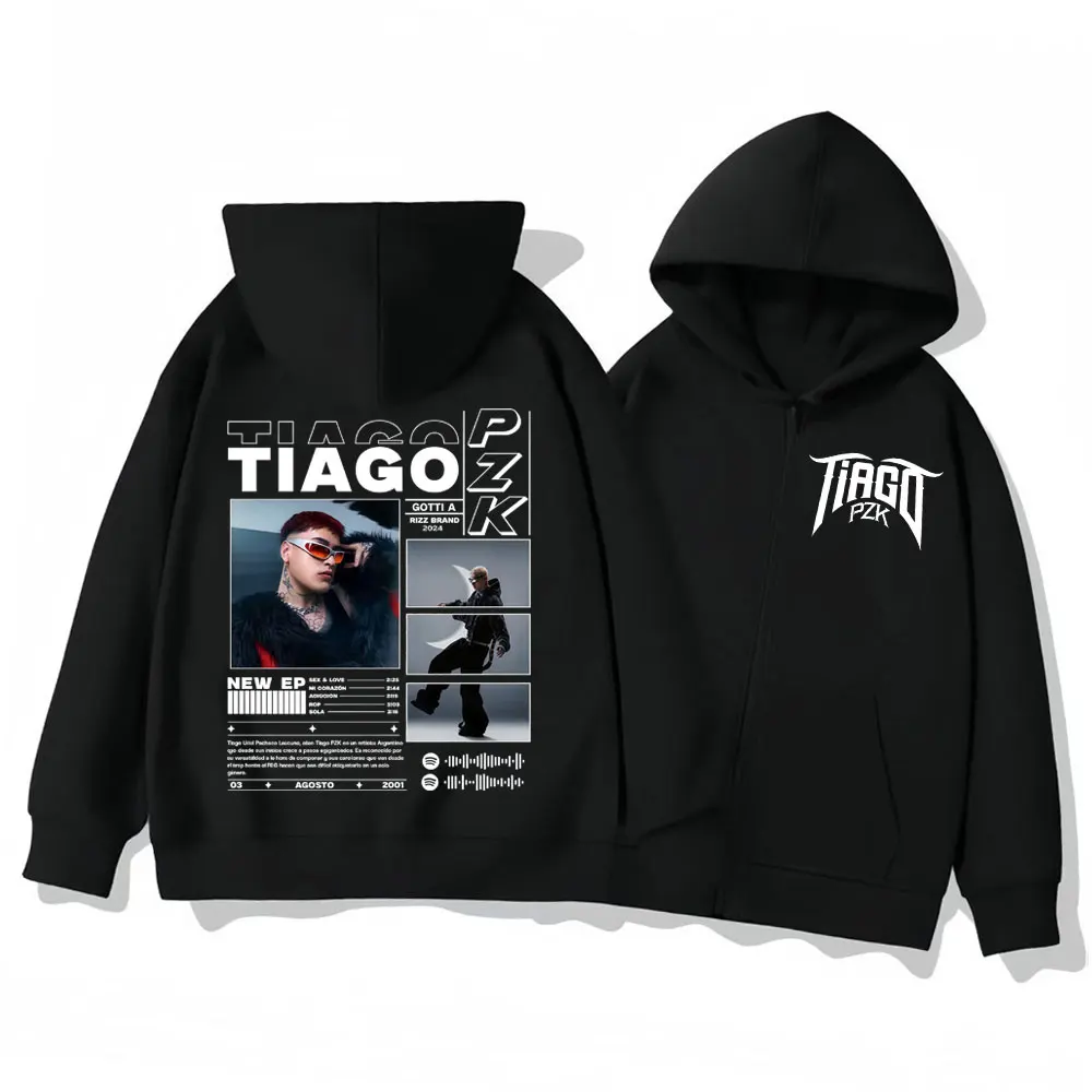 

Rapper TIAGO PZK Gotti A Album Merch Zipper Hoodies Hip Hop Vintage Zip Up Pullovers Men's Women's Casual Fashion Sweatshirts