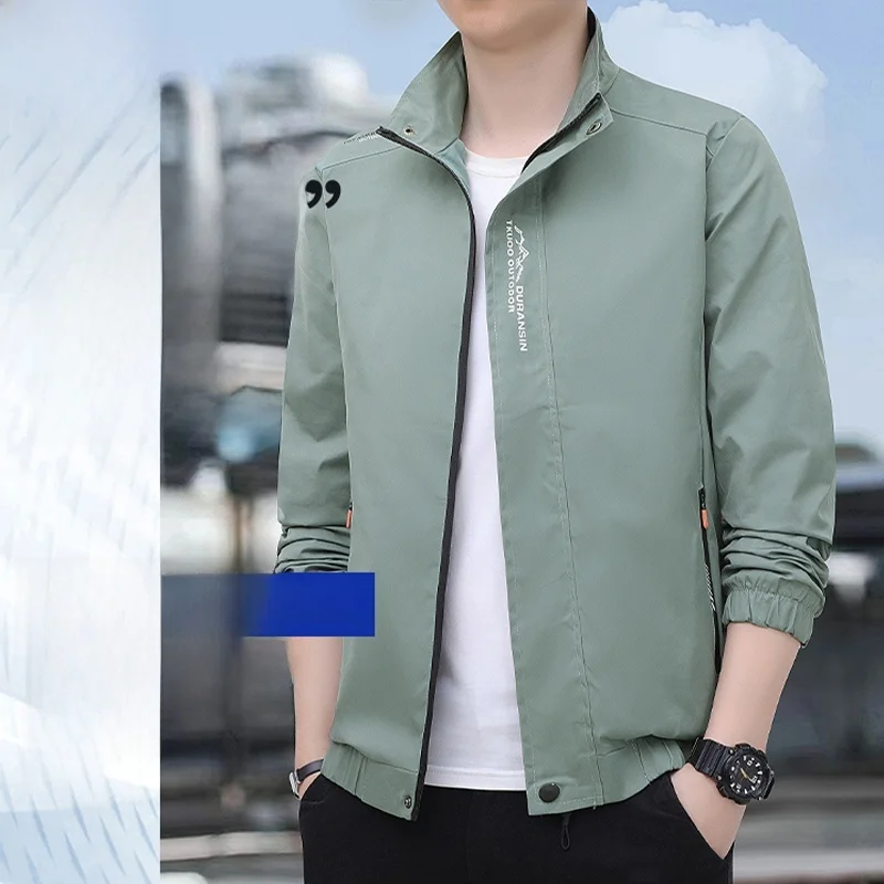 Men's Hooded Jacket 2025 New Style Spring Autumn Casual Sports Large Size Windbreaker Standard Fit Polyester Fiber Fashion Urban