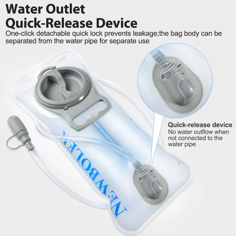 NEWBOLER Wasserblase 2L mit Weiter Öffnung Hydration Pack Reservoir BPA-freier PEVA-Wasserspeicherbeutel für Camping, Radfahren, Laufen, Wandern – Detail 9