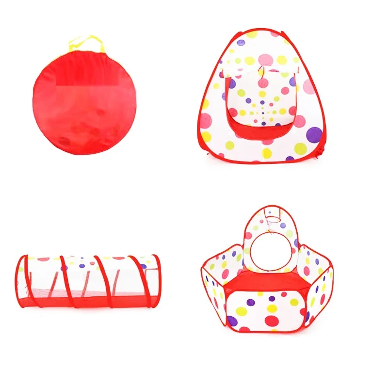 Túnel Ball Pool Pop Up Tent para crianças, Baby Play House, brinquedos internos e ao ar livre, 3 peças por conjunto