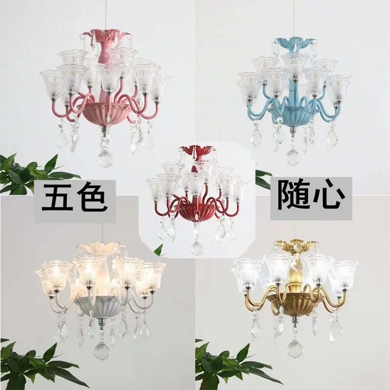 

Bedroom bedside small chandelier mini crystal bay window children's room Girl Bar Restaurant creative Princess