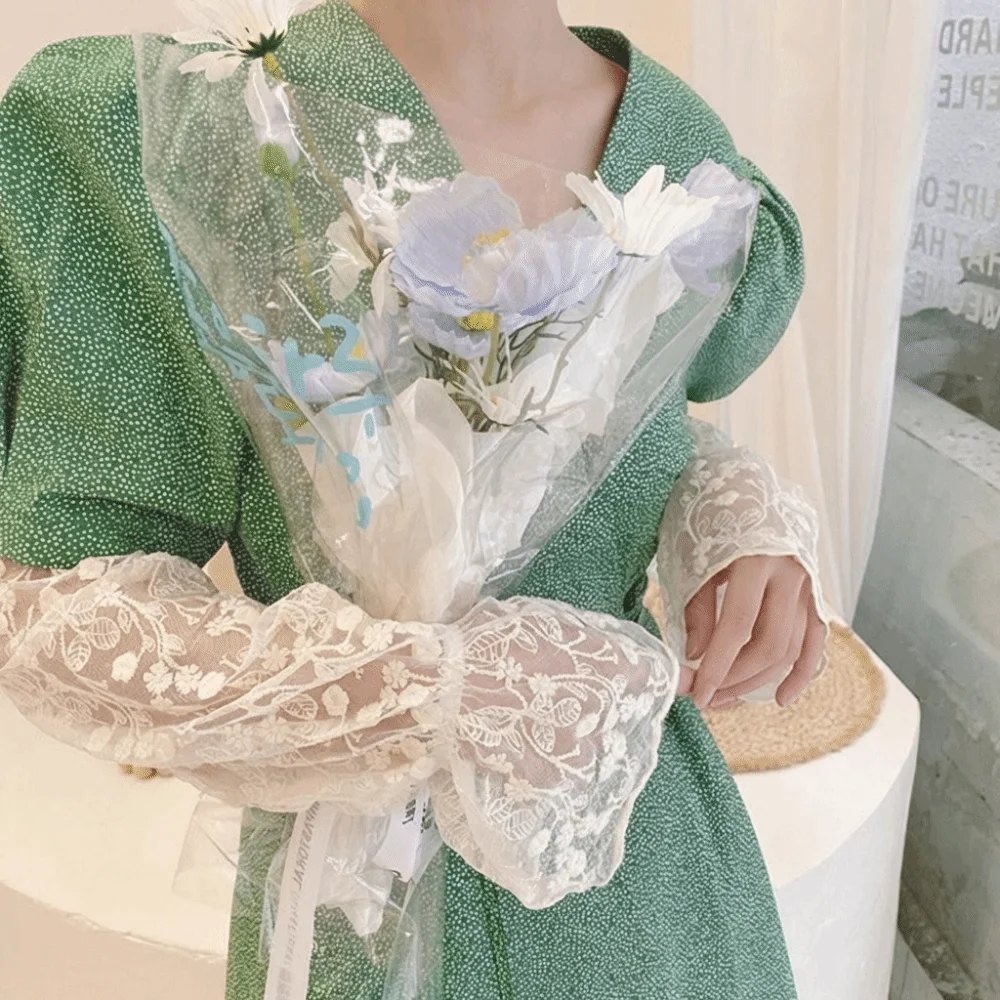 

Simple Elastic Ice Silk Sleeves Thin Hollow Sunscreen Arm Sleeve Mesh Loose Long Sleeved Arm Cover Summer