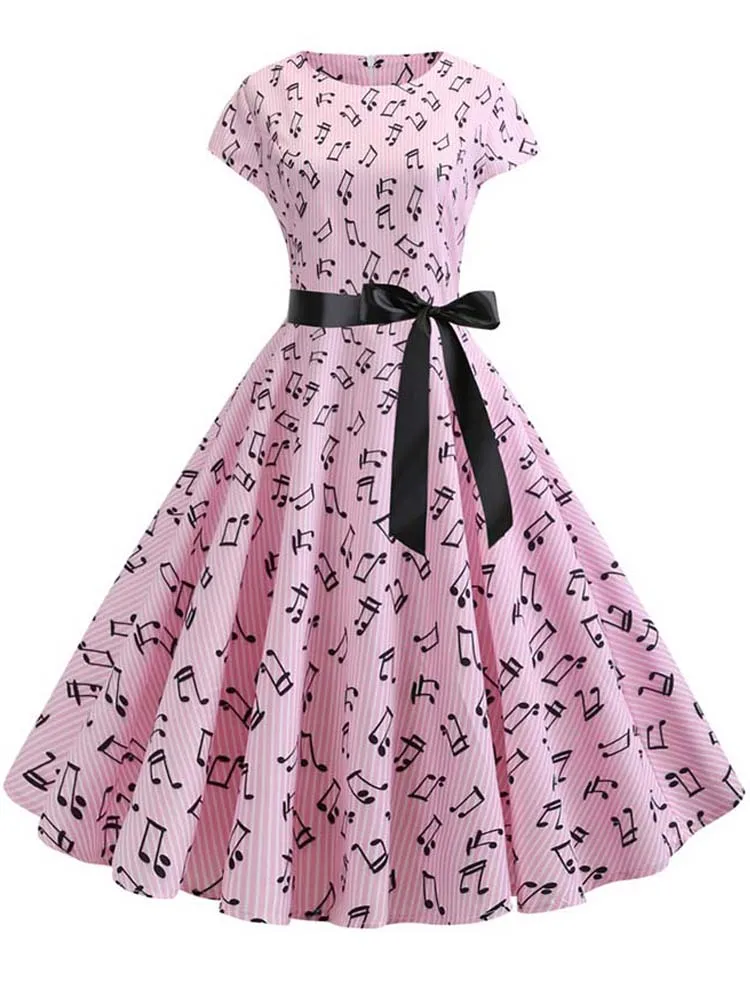 Żółta Polka nadruk w kropki kobiety letnia sukienka rozkloszowana w stylu Vintage sukienka Rockabilly Femme elegancka sukienka