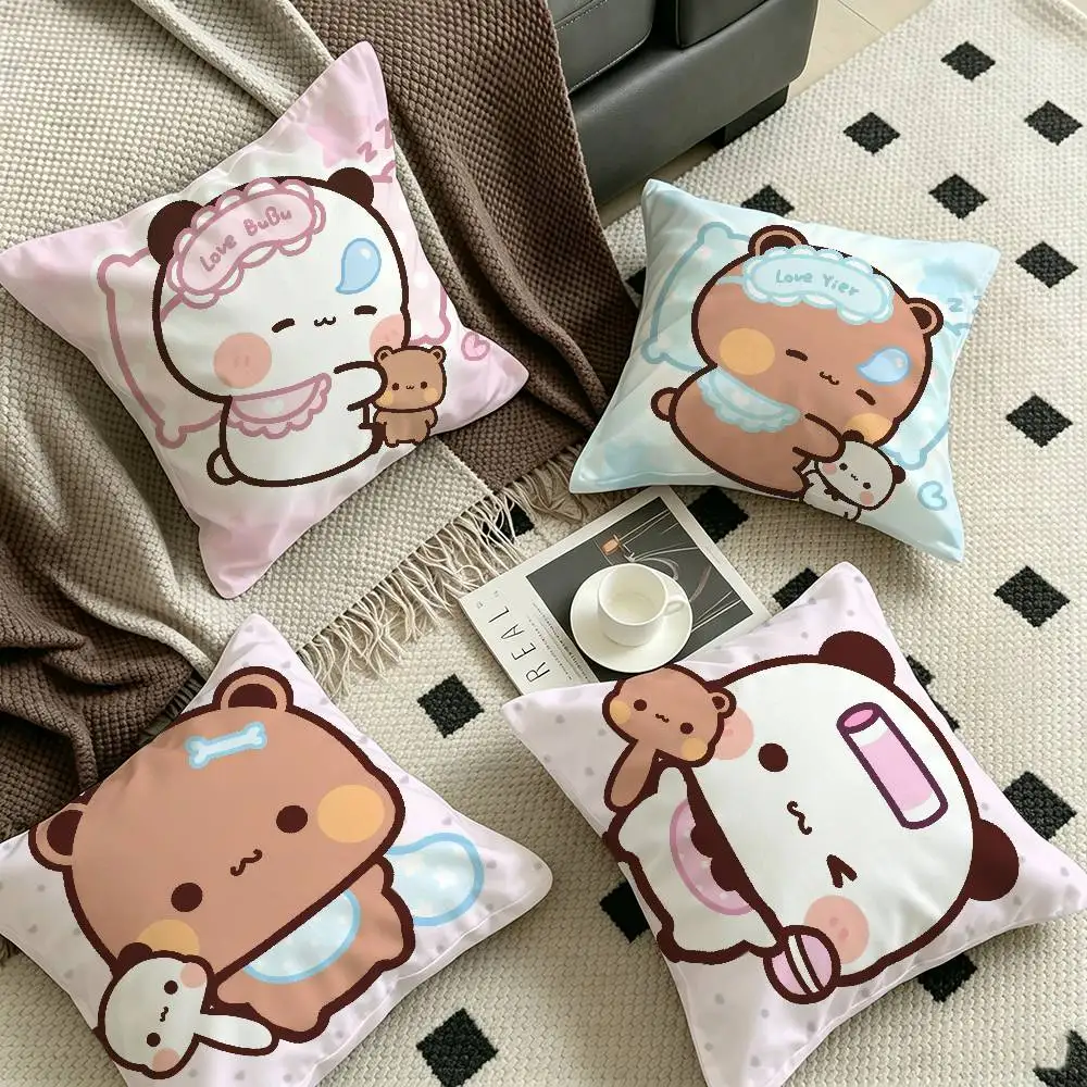 Panda Bubu Brown bear Dudu Decorative Room Aesthetics Pillow Case Home Decor Bedroom Sofa Bed Couch Pillow Cover 45x45
